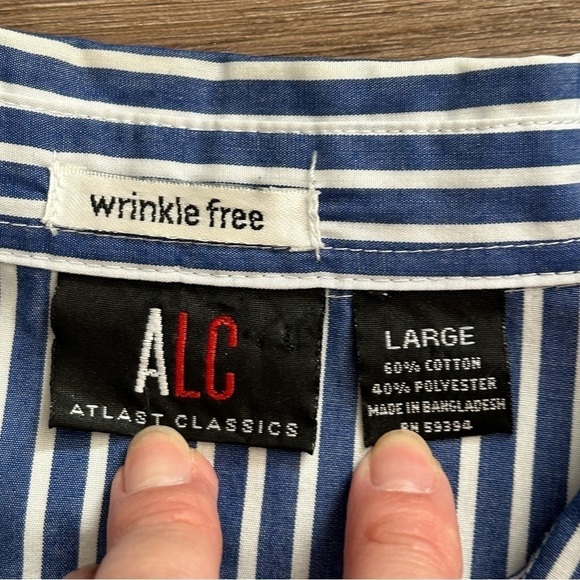 ALC Wrinkle Free 3/4 Sleeve Blue White Button Up Shirt Women Size Large - Picture 5 of 7